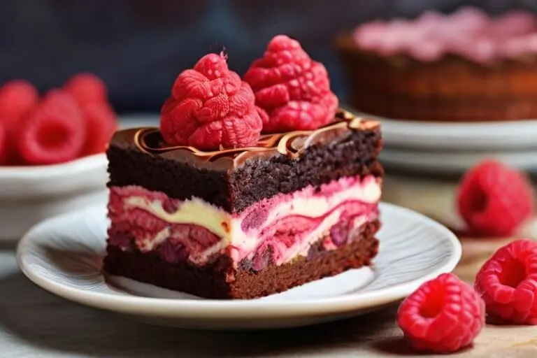 Raspberry Swirl Brownie Cake