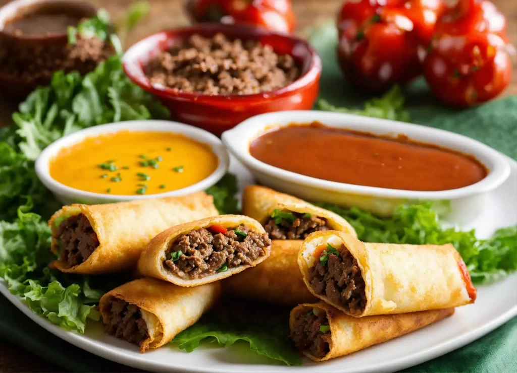 philly cheesesteak egg rolls with ground beef