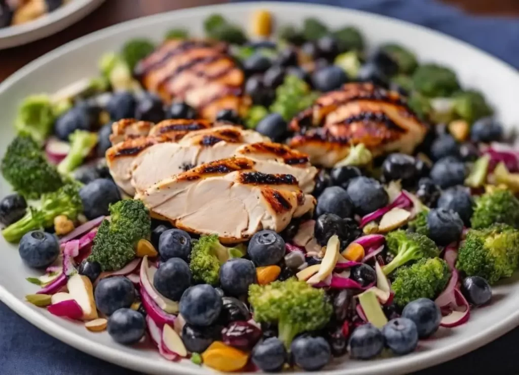 Broccoli Blueberry Salad with grilled chicken 
